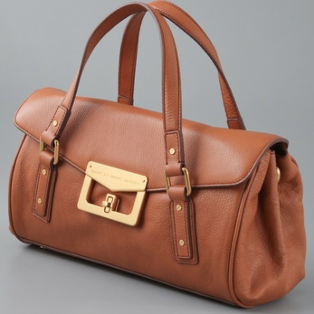 Marc by Marc Jacobs Bianca Satchel Caramel Brown Pebble Leather Adjustable Strap